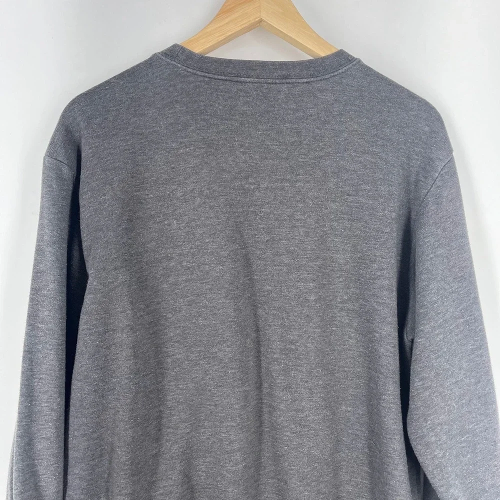 The North Face Mens Crewneck Sweatshirt Charcoal Gray Heather Logo Pullover SZ M